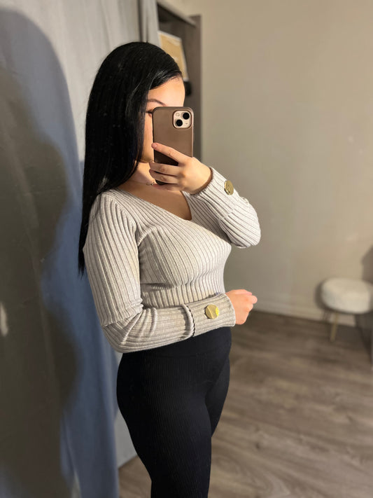 Pull gris [ col v ]