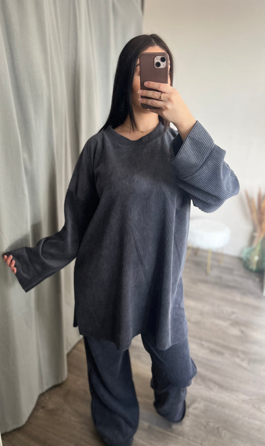 Ensemble velours, gris
