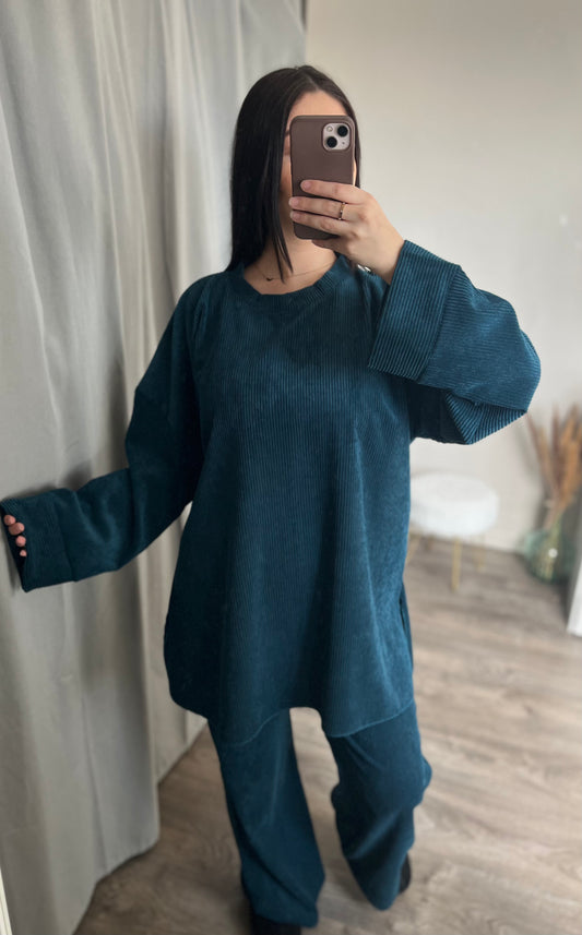 Ensemble velours, bleu ￼